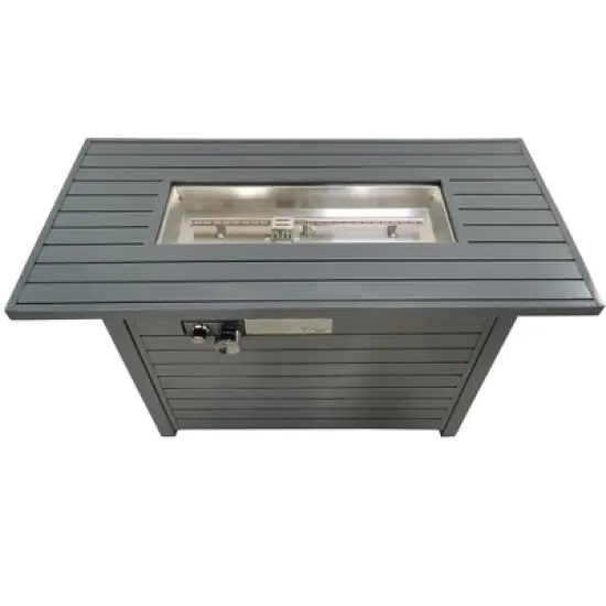 25'' H x 42'' W Steel Propane Outdoor Fire Pit Table with Lid (Grey) image {1}