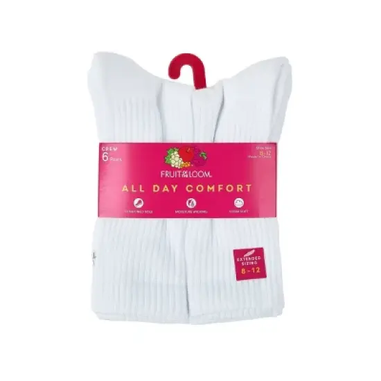 Fruit of the Loom Women's 6pk Comfort Cushion Crew Socks - 8-12 image {3}