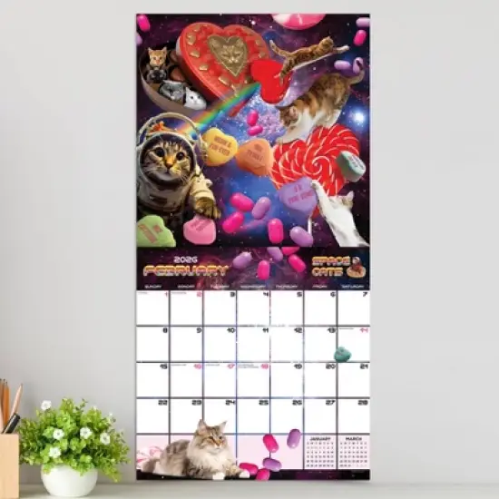 TF Publishing 13.5"x14.5" 2026 Space Cats Wall Calendar image {2}