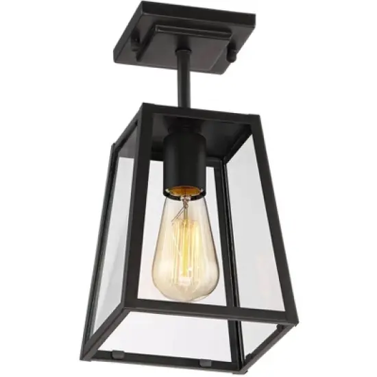 John Timberland Arrington Modern Semi Flush Mount Outdoor Ceiling Light Mystic Black 11 3/4" Clear Glass for Post Exterior Barn Deck House Porch Yard image {3}