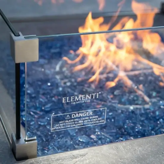 Elementi 23.6" Tempered Glass Wind Guard for Fire Pit Clear Glass Wind Screen image {2}