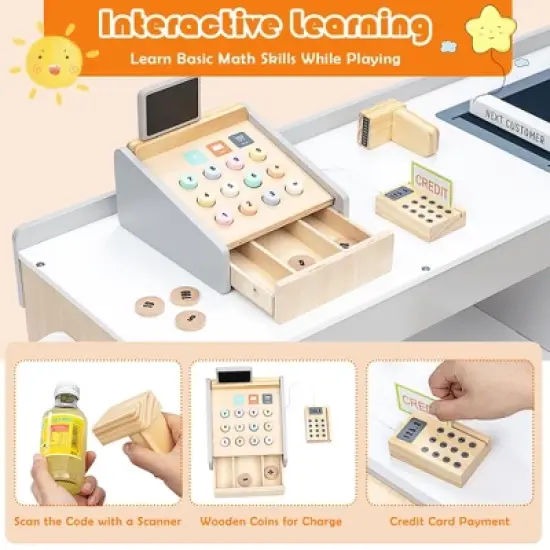 Costway Grocery Store Playset Pretend Play Supermarket Shopping Set with Shopping Cart image {3}