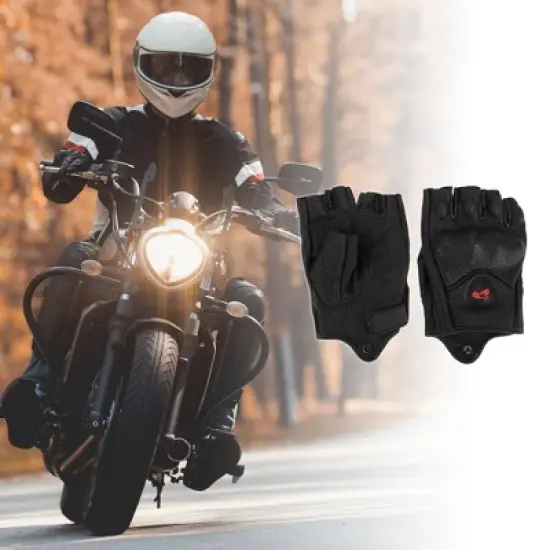 Unique Bargains Motorcycle Half Finger Gloves Black 1 Pair image {1}