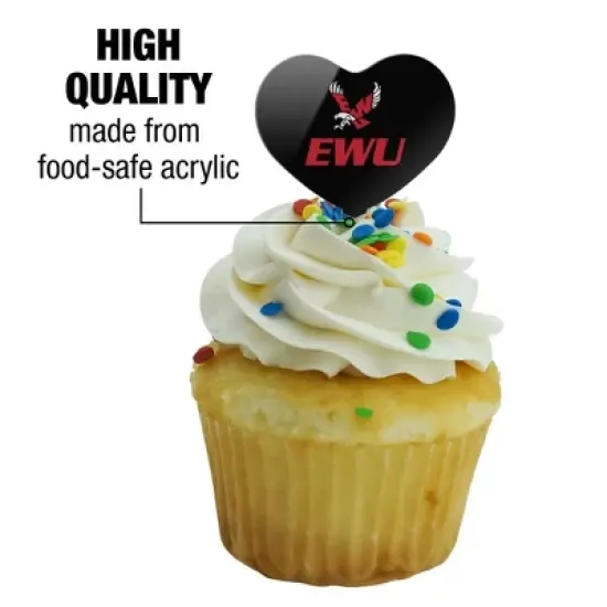 Eastern Washington University Secondary Heart Love Cupcake Picks Toppers Decoration Set of 6 image {2}