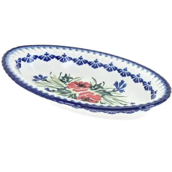 Blue Rose Polish Pottery 32C WR Unikat Small Oval Dish image {1}