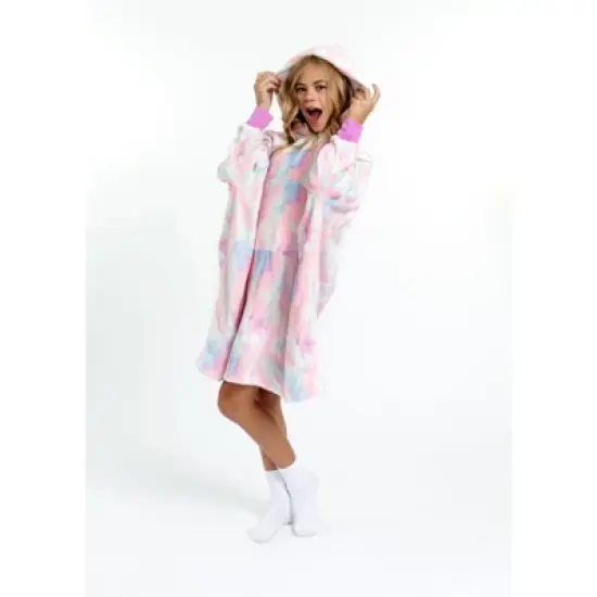Sleep On It Girls Tie Dye Wearable Cozy Fleece Blanket Hoodie image {4}