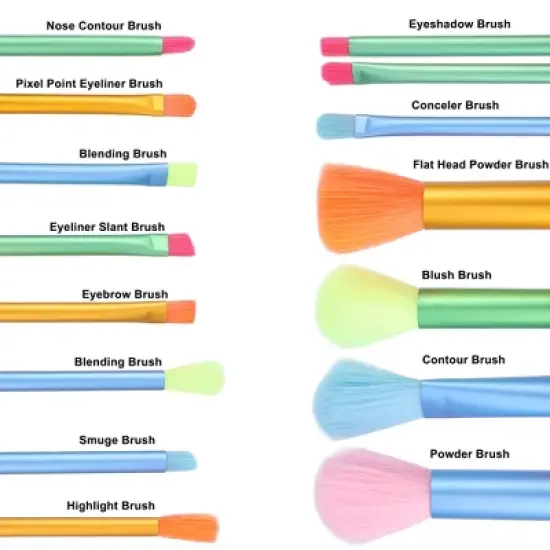 Unique Bargains Makeup Brushes Concealer Brush Loose Professional Blush Brush Plastic Metal Handle Multicolor 15 Pcs image {2}
