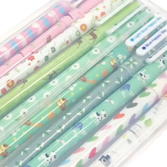 Wrapables Cute Novelty Gel Ink Pens, 0.5mm Fine Point (Set of 10) for School, Office, Stationery, Animals & Hearts Multicolor Ink image {3}