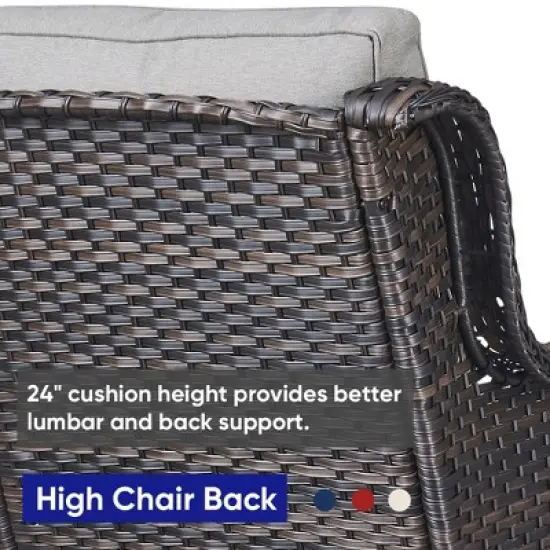 POCASSY 6-Piece Outdoor Furniture Set with Fire Pit Table, All Weather Wicker Outdoor Conversation Set Patio Sofa Set with Swivel Chairs and Fire Pit image {6}