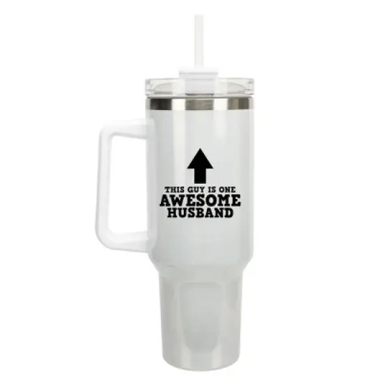 100 North This Guy Is One Awesome Husband Arrow Wrap-Around 40 Oz. Stainless Steel Water Bottle Coffee Mug, Spill & Leak Resistant, Travel Tumbler image {5}
