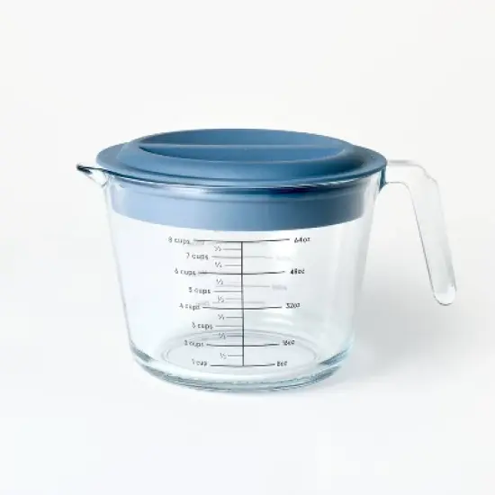 8 Cup Glass Measuring Cup with Lid - Figmint&trade;: Borosilicate Glass, 2000ml Capacity, Dishwasher & Freezer Safe image {3}