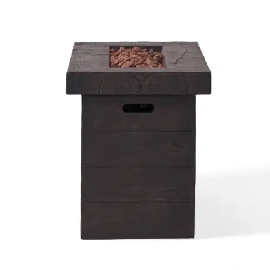 Custer Outdoor Rectangular Fire Pit - Brown - Christopher Knight Home image {7}