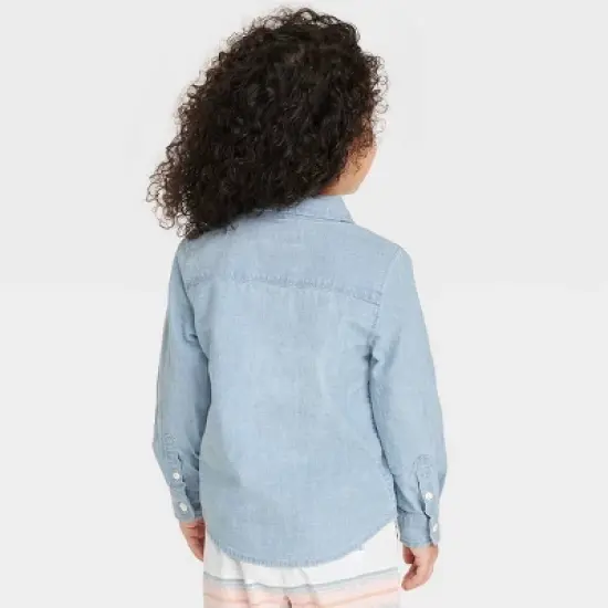 OshKosh B'gosh Toddler Boys' Long Sleeve Woven Chambray Shirt - Light Blue Denim image {1}