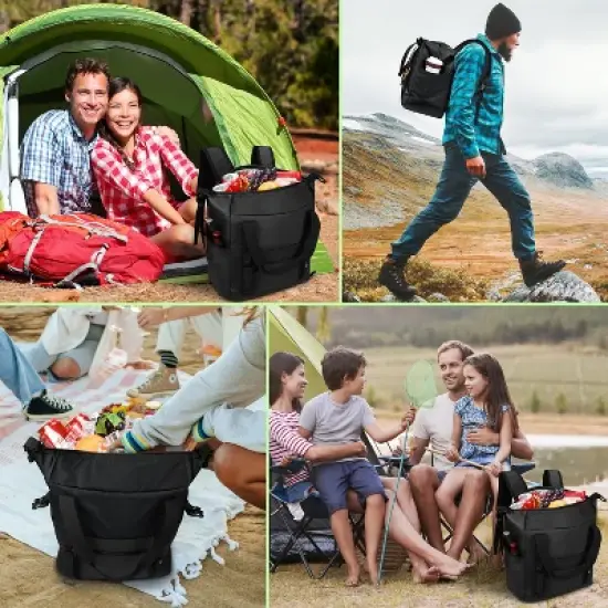 Tirrinia 36 Cans Backpack Coolers, Soft Sided Cooler with Front Ziiper Pockets and Side Pockets, Camping Essentials image {7}