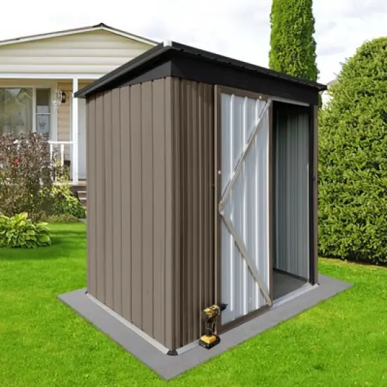 GDFStudio Frederica Modern Outdoor Metal Storage Shed, Lockable Door Tool Shed image {2}