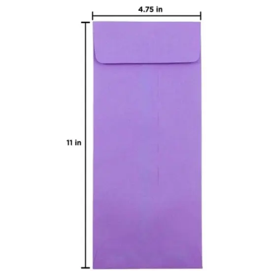 JAM Paper Brite Hue #12 Policy Envelopes, 4 3/4 x 11, 50 per pack, Violet Purple: Mailing Envelopes, Wet and Seal, Recycled Content image {2}
