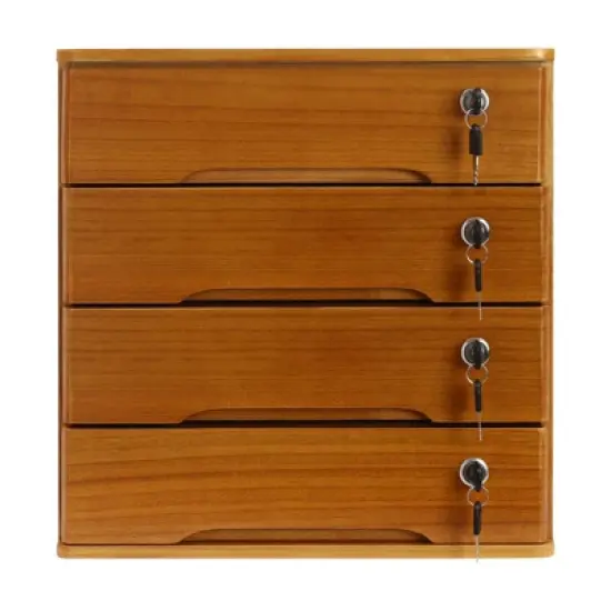 YIYIBYUS Wooden Desktop Storage Cabinet with 4 Lockable Drawers, Desk Organizer image {7}