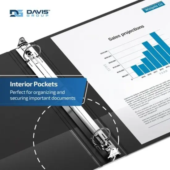 Easyview 2pk 1" Premium Angled D-Ring Binders 11x17" Black: Polypropylene Hard Cover, 225 Sheet Capacity, 2 Pockets image {5}