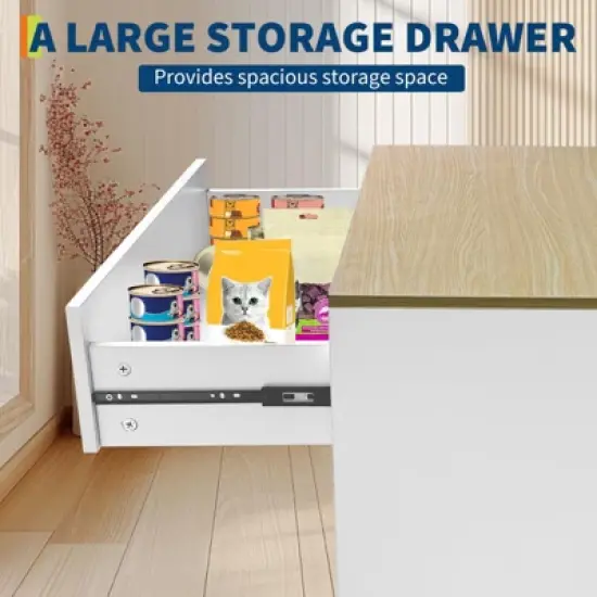Cat Litter Box Enclosure with Drawer, Hidden Litter Box Furniture, Indoor Cat Washroom, Decorative Side End Table, Fit Most Cat and Litter Box image {3}