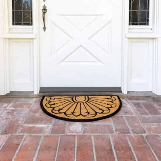 Juvale Half Round Coir Door Mat Welcome Doormat Indoor Outdoor Nonslip Front Rugs 17"x30" image {2}