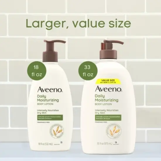 Aveeno Daily Moisture Lotion with Soothing Oats and Rich Emollients - Fragrance Free - 33 fl oz image {9}