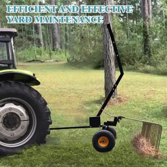 TROPOW 60-Inch Heavy Duty Garden Rake &uml;C Adjustable Stainless Steel Tow-Behind Dethatcher for Yard, Farm & Grass Cleaning image {4}