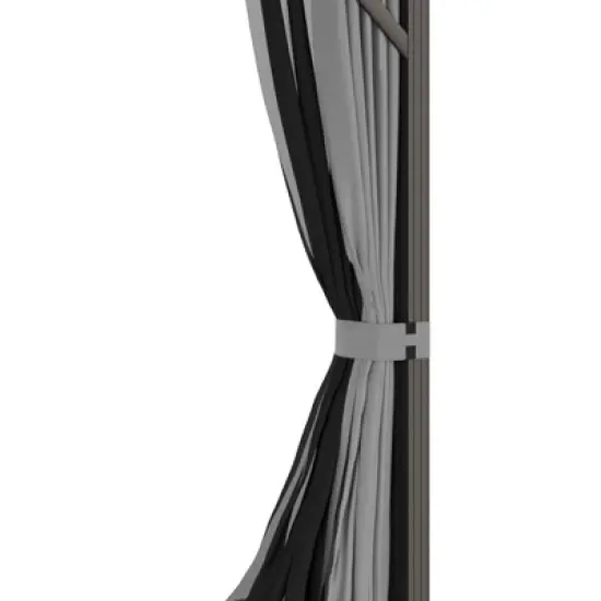 Outsunny 10' x 12' Metal Hardtop Gazebo with Mesh Sidewalls & Curtains, Double Roof Pavilion for Patio, Backyard, Deck, Porch, Gray image {5}