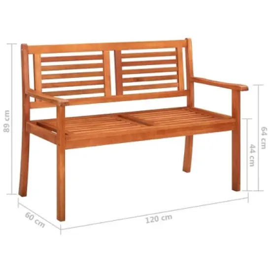 vidaXL Outdoor Patio Bench Loveseat Chair with Cushion Solid Wood Eucalyptus - Taupe 47.2" image {10}