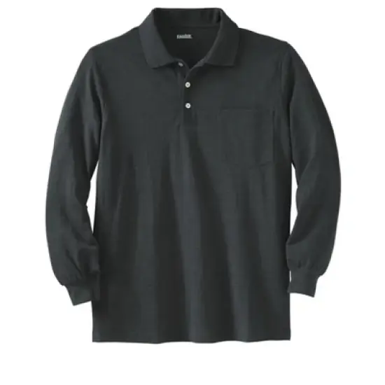 KingSize Men's Big & Tall Long-Sleeve Shrink-Less&trade; Piqu&eacute; Polo image {1}