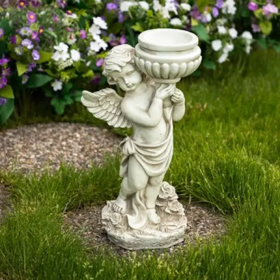 Northlight 17.5" Cherub Angel Bird Bath Outdoor Garden Statue image {1}