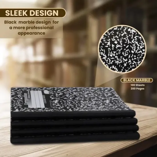 Manaloom College Ruled Composition Notebooks &ndash; 9.75&rdquo; x 7.5&rdquo; &ndash; Durable Marble Cover, Sewn Binding, 200 Pages image {4}