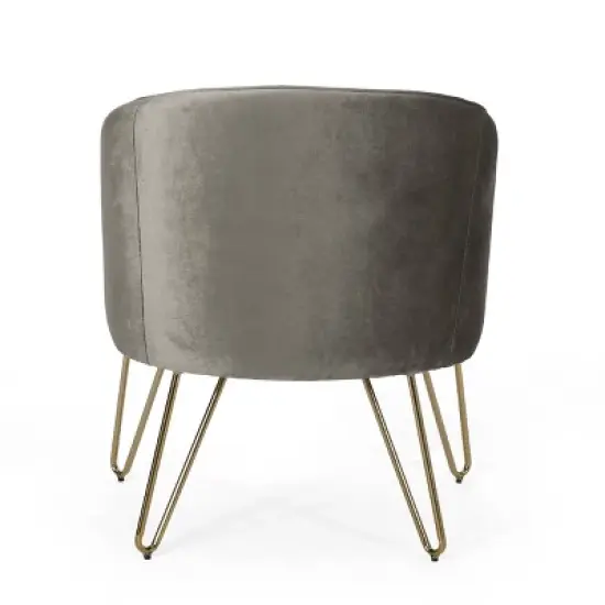Grelton Modern Glam Velvet Club Chair with Hairpin Legs - Christopher Knight Home image {5}