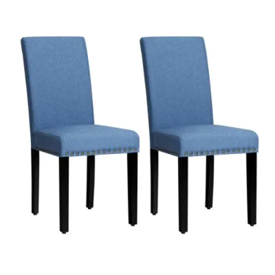 Costway Set of 2 Fabric Dining Chairs Upholstered with Nailhead Trim image {12}