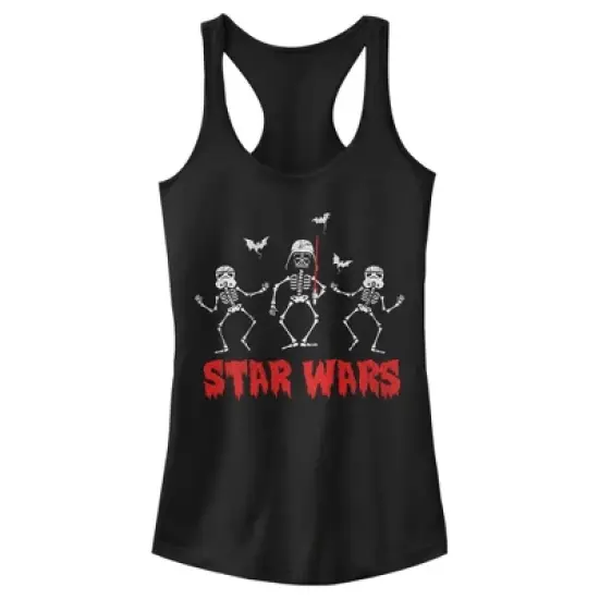 Junior's Star Wars Halloween Vader Skeletons Racerback Tank Top image {4}