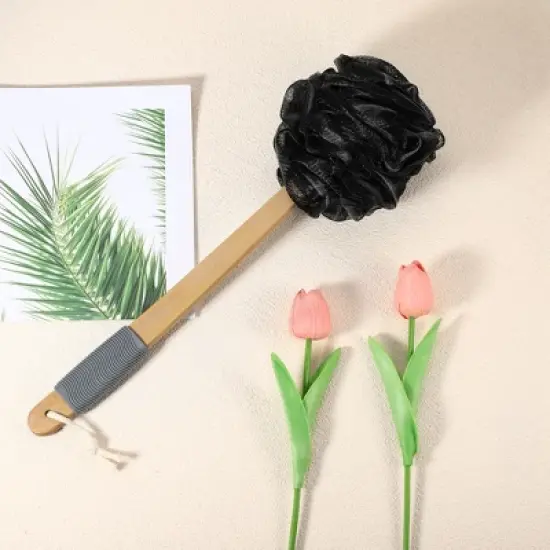 Unique Bargains Long Handle Bath Brush for Bathroom 17.32" Length Black 1 Pc image {5}