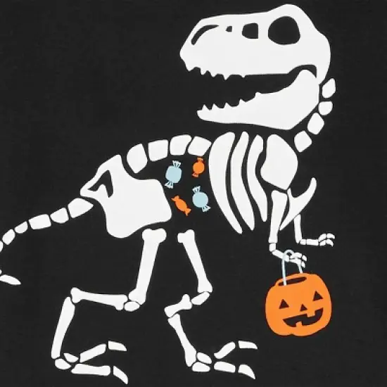 Carter's Just One You&reg; Toddler Boys' Halloween Skeleton and Dinosaurs Short Sleeve Pajama Set - Orange/Black image {3}