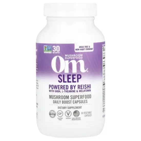 Om Mushrooms Sleep, Powered by Reishi with GABA, L-Theanine & Melatonin, 90 Vegetable Capsules image {3}