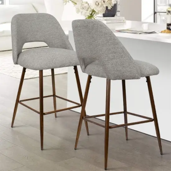 26 inches Edwin Upholstered Counter Height Stool (Set of 2) Walnut Leg-The Pop Maison image {8}