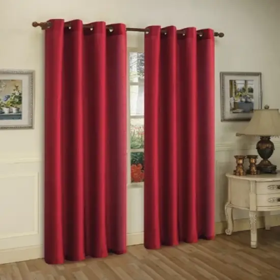 J&V TEXTILES 2 Panels Solid Grommet Faux Silk Window Curtain Drapes Treatment 58" Wide and 84" Length (Black) image {20}