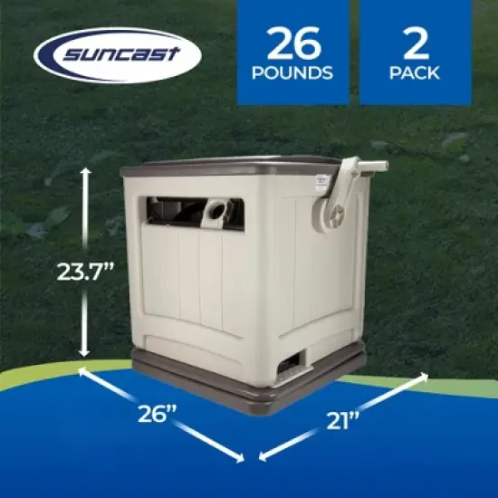 Suncast Swivel Hose Reel Storage Hideaway w/Smart Trak Hose Guide & Bin (2 Pack) image {2}