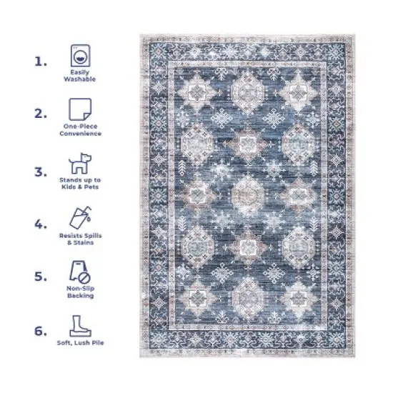 nuLOOM Finley Machine Washable Vintage Distressed Area Rug image {9}