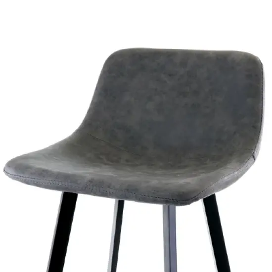 Elama Faux Leather Bar Stool in Gray with Black Legs image {4}