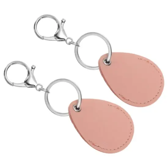 Unique Bargains PU Leather Keychain Holder ID Key Cards Key Fobs with Rings 2 Pcs image {6}