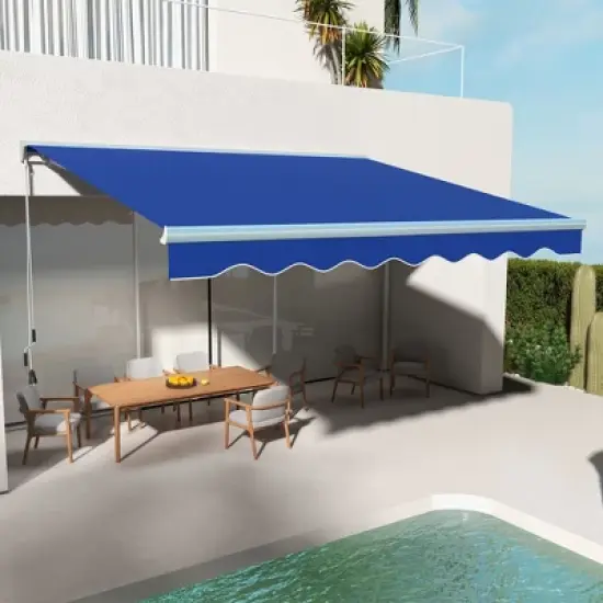 Sapphtopaz 13' x 10' Retractable Awning Patio Awnings Sunshade Shelter UV-Resistant with Motor Retraction Manual Crank Handle image {1}