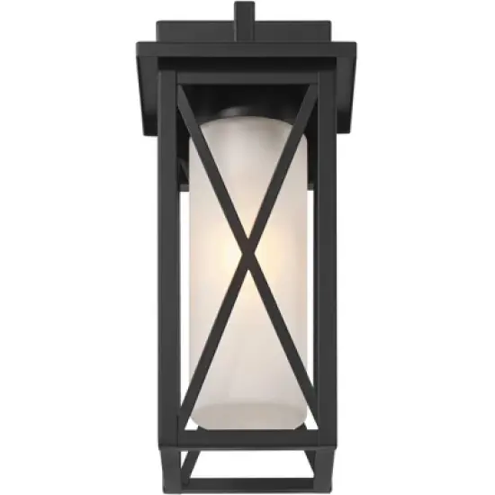 360 Lighting Raynor 15" High Modern Outdoor Wall Light Fixture Mount Porch House Exterior Outside Weatherproof Black Metal Glass Shade Front Door image {5}