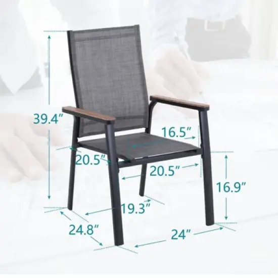 3pc Patio Dining Set with Small Round Steel Table & Sling Chairs - Captiva Designs image {7}