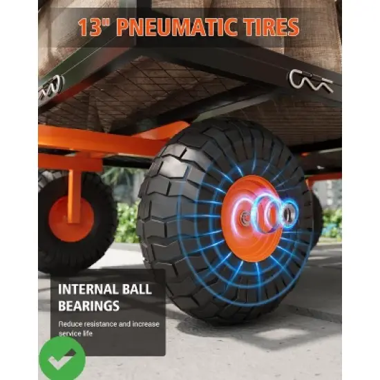 Heavy Duty Steel Garden Cart 1200 LBS Capacity 3 in 1 Pullable Garden Wagon with 13" Wheels for Gardening Soil Tools & Plant Transport image {2}