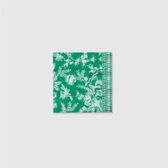 Emerald Toile Cocktail Napkins (25 per pack) image {5}