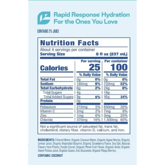 Berri Lyte Organic Plant-Based Electrolyte Drink Solution - Acai Berry - 33.81 fl oz image {5}