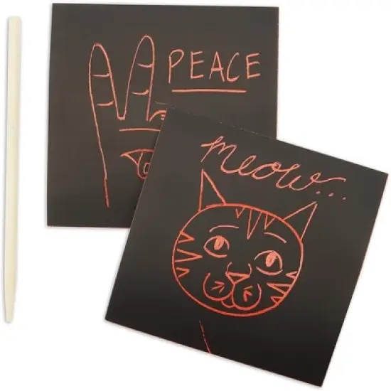 Bright Creations 300 Pack Rainbow Scratch Off Notes with 2 Wood Styluses Sticks, Red (3.5 in) image {4}